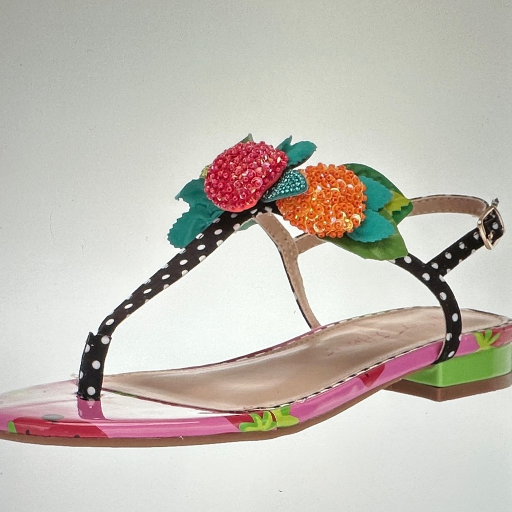 New! $99 Betsey Johnson Juicie Colorful Beaded Sandals sz 5.5